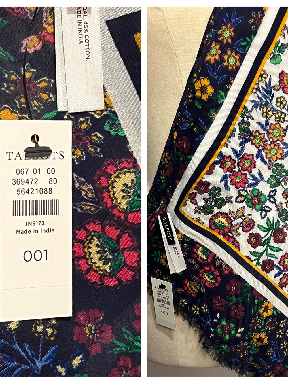 🆕 Talbots Scarf Fall Floral Oversized Lightweight Pashmina Wrap Cover Layer NWT